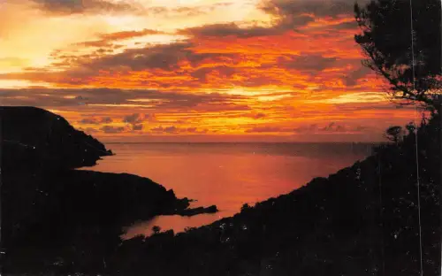 BR65887 sunset over lee bay lynton devon uk 14x9cm