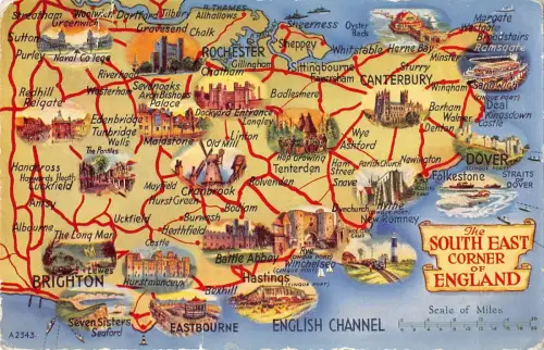 BR66926 the south east corner of england map cartes geographiques uk 14x9cm