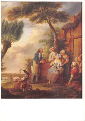 BT6094 Louis Watteau Valenciennes le jardinier ou les fiancailles painture