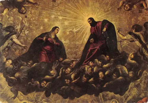 BT1814 venezia palazzo ducale tintoretto Postkarte Gemälde il paradiso Italien