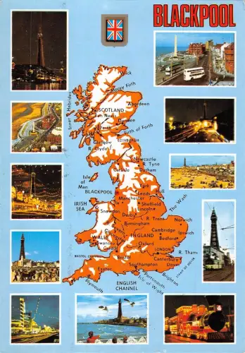 B97386 blackpool map cartes geographiques uk
