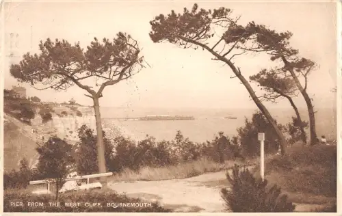 uk21140 pier from the west cliff bournemouth real photo uk