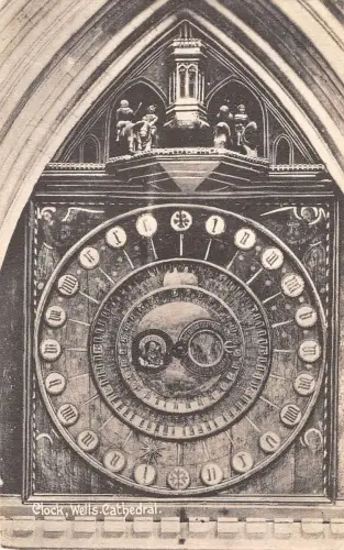 uk31755 clock wells cathedral real photo uk