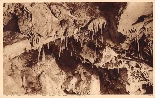 uk3427 Torquay Kent's Cavern the Roof shows Stalactites real photo uk