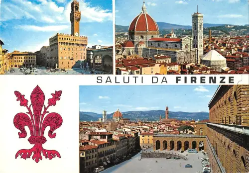 BT1400 saluti da firenze italy palazzo vecchio e piazza signoria