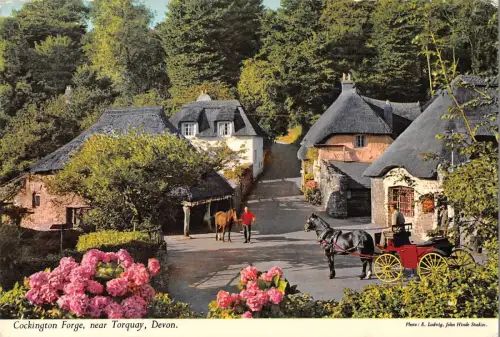 B101404 Cockington Forge Near Torquay Devon Chariot UK 14x9cm