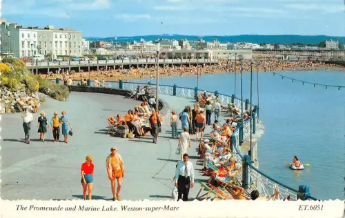 B101426 the promenade and marine lake weston super mare uk 14x9cm