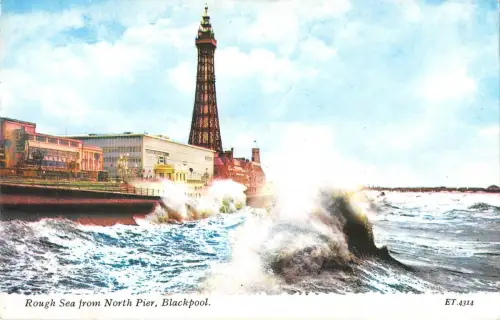 B104340 rough sea from north pier blackpool uk