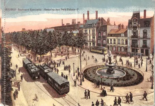 B107021 Frankreich Roubaix Boulevard Gambetta Fontaine