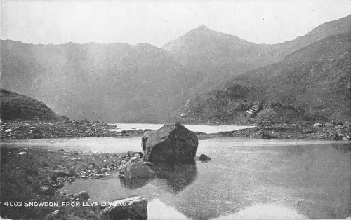 uk2805 snowdon from llyn llydau wales real photo uk