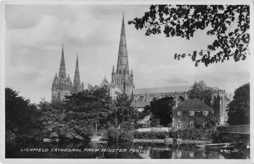 uk20713 lichfield cathedral from minster pool real photo uk