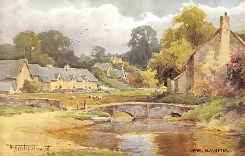 BR69974 Upper Slaughter Painting Postkarte UK