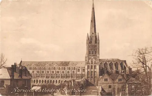 uk20656 south side cathedral norwich real photo uk