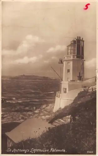 uk20778 anthonys lighthouse falmouth real photo uk