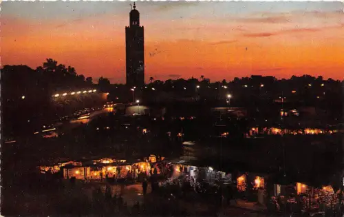 BR40496 La Koutoubia et la place djemaa el fna de nuit Marokko