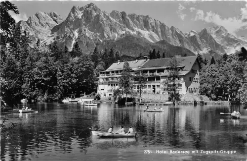 BG7388 Hotel Badersee mit Zugspitzgruppe Boot Germany CPSM 14x9cm