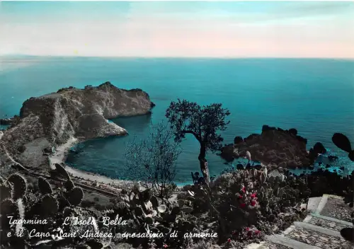 BG3085 taormina l isola bella e il capo sant andrea CPSM 15x9,5cm italy