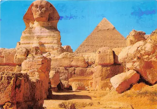 BG21040 Gizeh die große Sphinx und die Pyramide von Kephre Ägypten