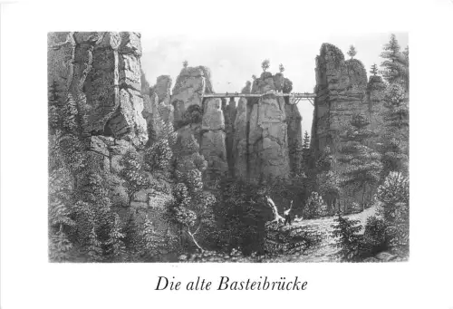 BG1628 die alte Bastebrücke Malerei Druck CPSM 14x9,5cm Germany