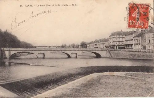 BF12434 laval le pont neuf et le deversoir france front/back image