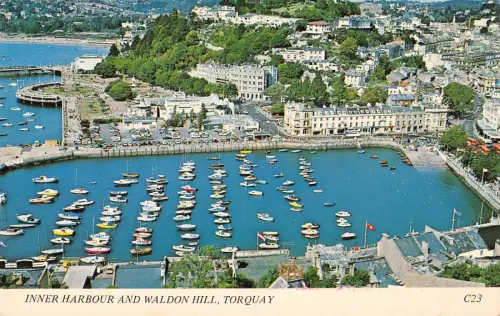 uk7198 inner harbour and waldon hill torquay uk