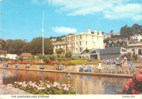 BR76235 the gardens and stream dawlish uk