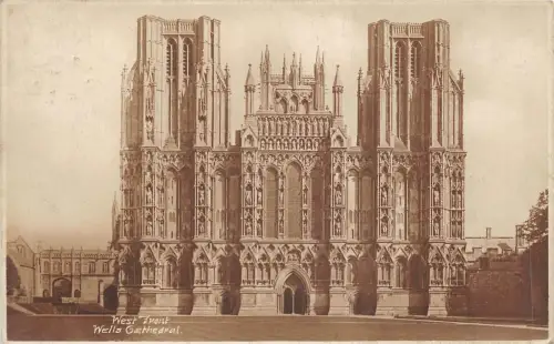 uk40448 west front wells cathedral real photo uk