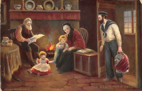 Lot174 Philco Wanderer Matrosenrückkehr mit Papagei Postkarte Sozialgeschichte