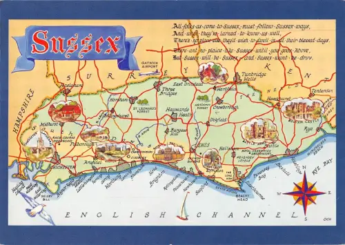 BR92042 sussex map cartes geographiques uk