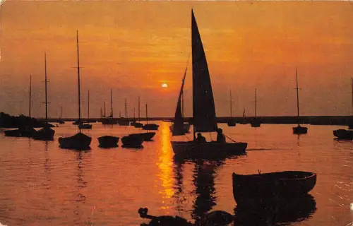 uk9968 sunset by lake boat uk