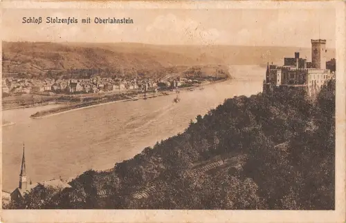 B107211 Deutschland Schloss Stolzenfels mit Burg Oberlahnstein Fluss