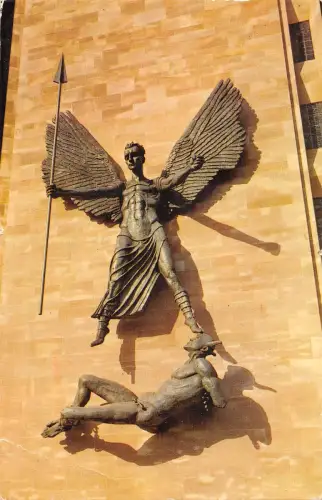 uk5631 coventry cathedral st michael and the devil statue uk