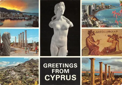 B108932 Zypern Sonnenuntergang über Kyrenia, Marmor Forum Salamis Strandtempel