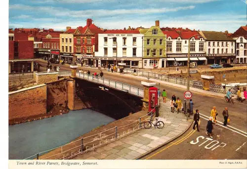 B102515 Town and River Parrett Bridgwater Purzelset Fahrrad UK