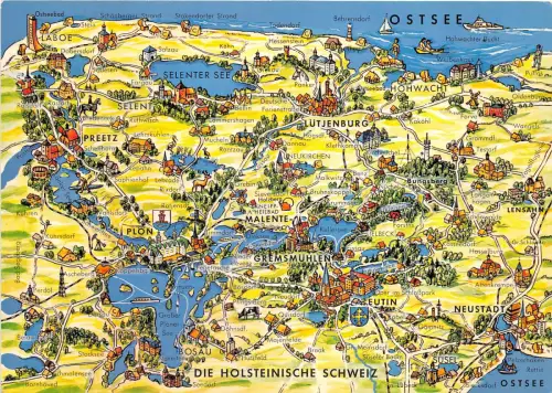 Lot228 Deutschland Ostsee die Holsteinische Schweiz Karte Postkarte
