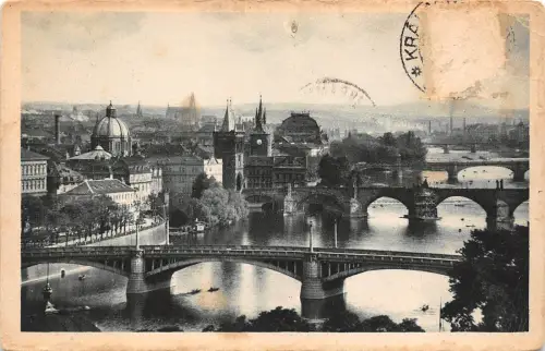 BR44374 Praha celkovy pohled na 4 mosty czech republic