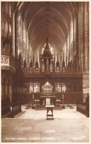 uk4096 chester cathedral the rood screen real photo uk