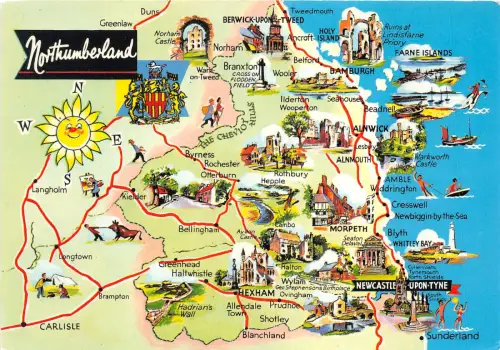 uk50254 northumberland uk map