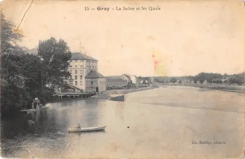 B104841 Frankreich Grau La Saone et les Quais Bateaux Panorama