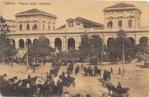 B79704 napoli piazza della stazione italy front/back image