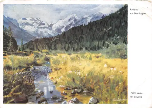 BR6148 Riviere en Montagne Peinting Postkarte avec la bouche