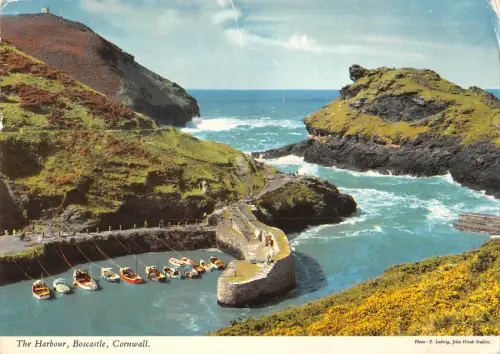 uk1727 the harbour boscastle cornwall ship real photo uk
