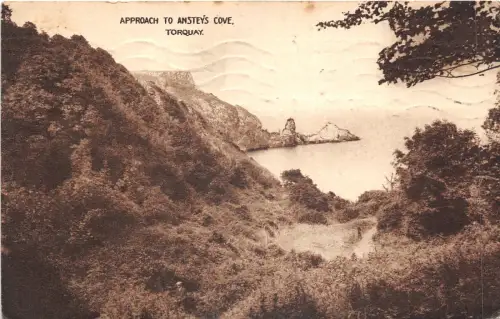 auk41197 approach to ansteys cove torquay real photo uk