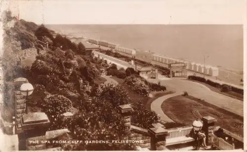 uk22854 spa from cliff gardens falixstowe real photo uk
