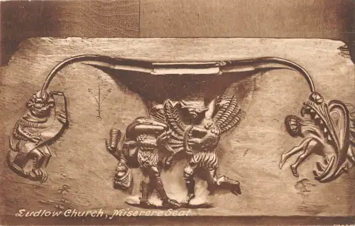 uk31930 miserere seat ludlow cathedral real photo uk
