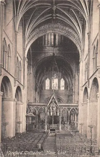 uk25977 nave east hereford cathedral real photo uk