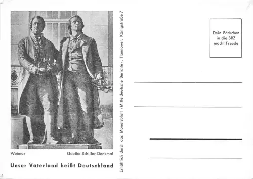 BG2101 Weimar Goethe Schiller Denkmal Skulptur CPSM 14x9,5cm Germany