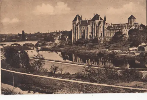 BF16278 bord de la sarthe abbaye st pierre de solesmes france front/back image