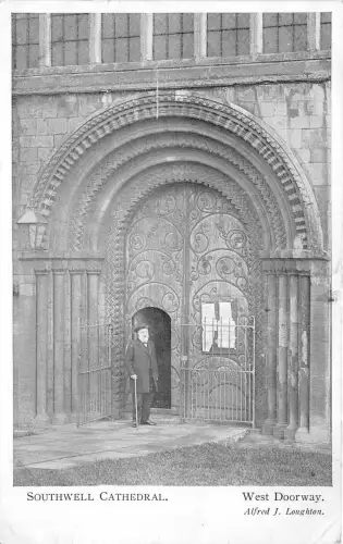 auk41012 west doorway southwell cathedral real photo uk