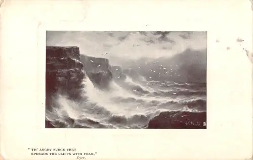 uk4178 rough sea song poetry real photo uk